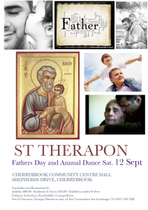 ST THERAPON Fathers Day and Annual Dance Sat. 12 Sept Type to enter text CHERRYBROOK COMMUNITY CENTRE HALL SHEPHERDS DRIVE, CHERRYBROOK